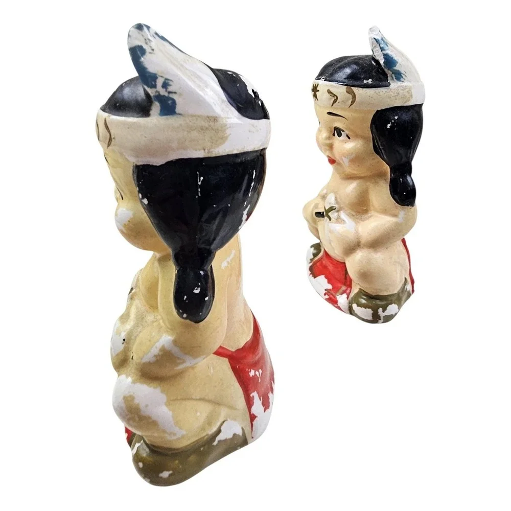 Vintage Japan Ceramic Salt and Pepper Shakers Set with Totem Pole Base Multi
